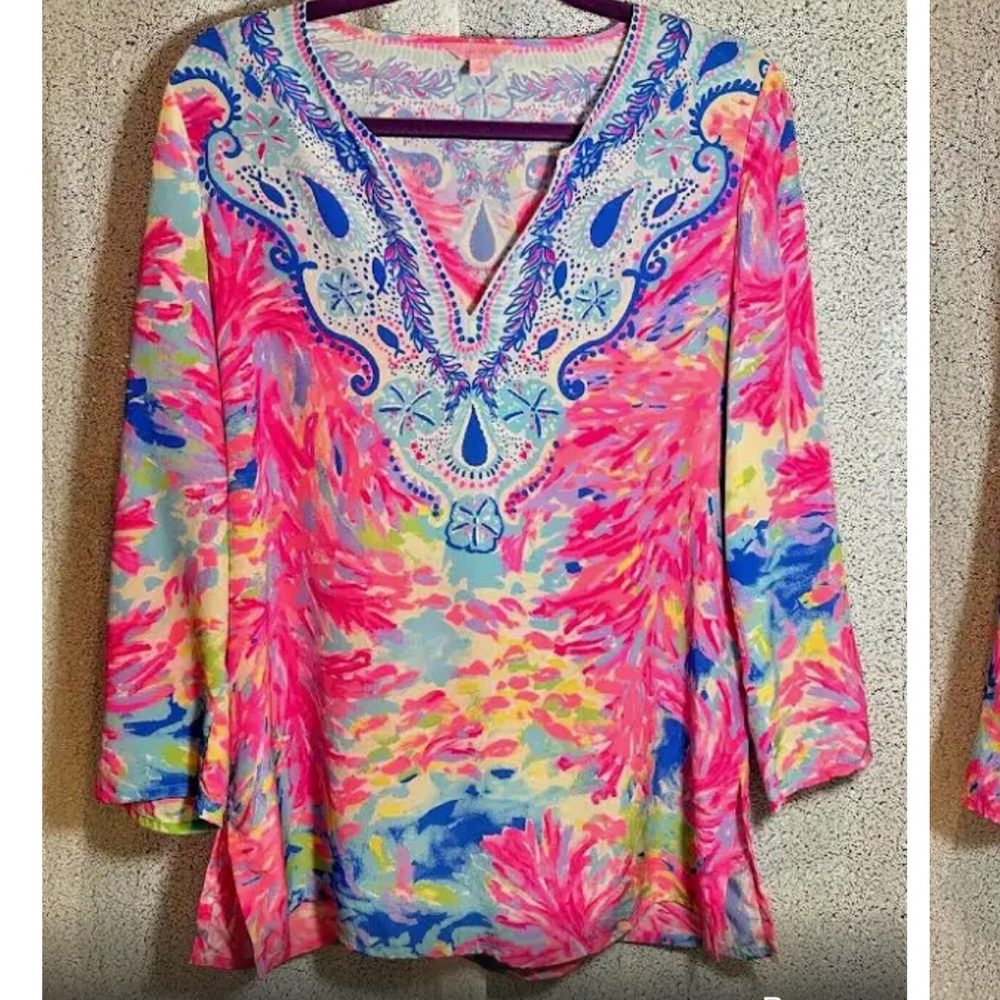🩷Lilly Pulitzer🩷 NWOT Renato Silk Tunic Medium in Palm Beach Coral.
